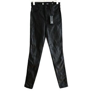 Kut From The Kloth Black Faux Leather High Rise Skinny Jeans 00 NWT Edgy Chic